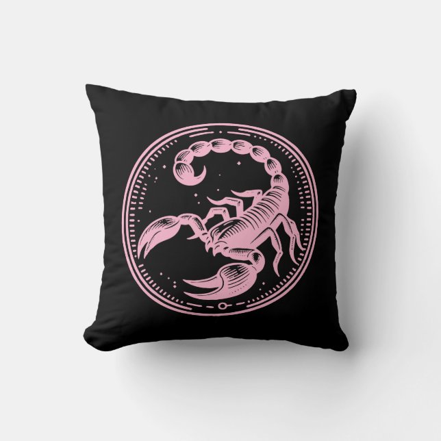 Rosa Scorpion Astrology Zodiac Sign Scorpio Kudde (Framsida)