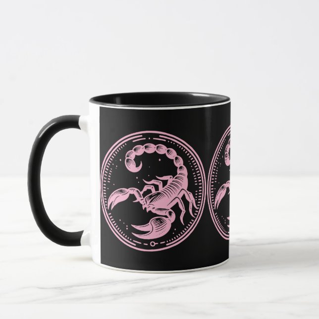 Rosa Scorpion Astrology Zodiac Sign Scorpio Mugg (Vänster)