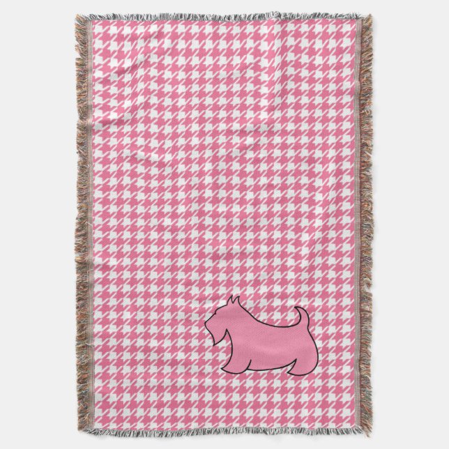 Rosa Scottish Terrier Scotty Hund Bedroom Blanket Mysfilt (Framsidan Vertikal)