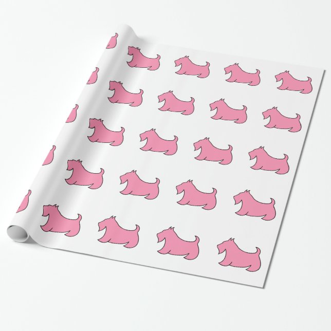 Rosa Scottish Terrier Wrapping Papper Presentpapper (Utrullad)