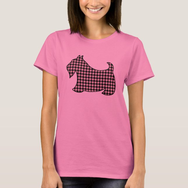 Rosa Scotty Hund Scottish Terrier T-Shirt Top (Framsida)