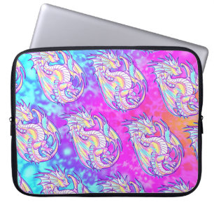 Rosa Scribble Cute Girly Dragon Wyvern Inugami Laptop Fodral