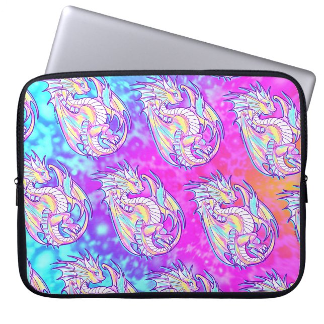 Rosa Scribble Cute Girly Dragon Wyvern Inugami Laptop Fodral (Framsidan)