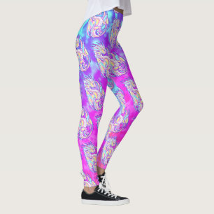 Rosa Scribble Cute Girly Dragon Wyvern Inugami Leggings