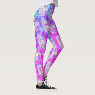 Rosa Scribble Cute Girly Dragon Wyvern Inugami Leggings