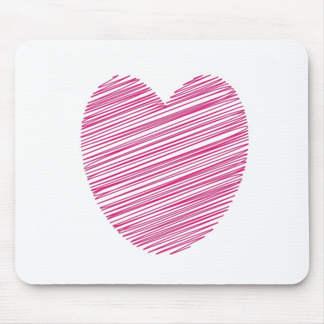 Rosa Scribble Heart Musmatta (Framsidan)