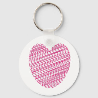Rosa Scribble Heart Nyckelring