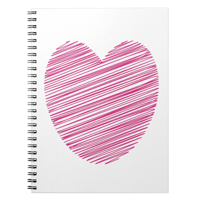 Rosa Scribble Heart Spiral bärbar dator Anteckningsbok Med Spiral (Framsidan)