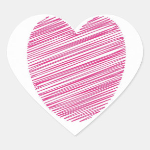 Rosa Scribble Heart Stickers Hjärtformat Klistermärke