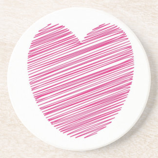 Rosa Scribble Heart Underlägg