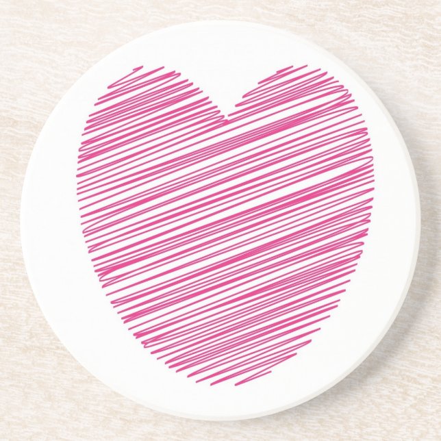 Rosa Scribble Heart Underlägg (Framsidan)