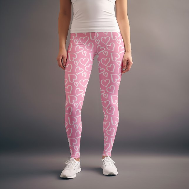 Rosa Script Hearts Mönster Leggings (Skapare uppladdad)