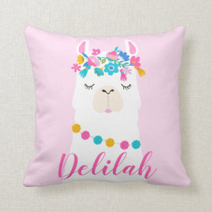 Rosa Script Llama Monogram Bedroom Kudde
