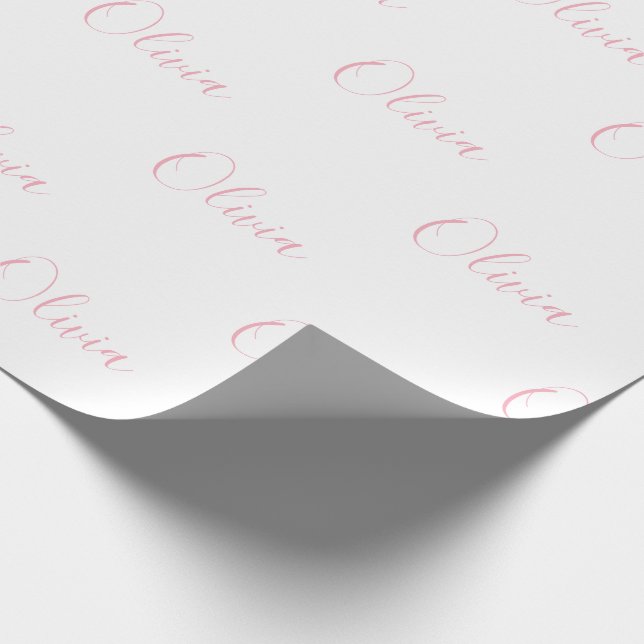Rosa Script Namn Girly-Elegant Presentpapper (Hörn)
