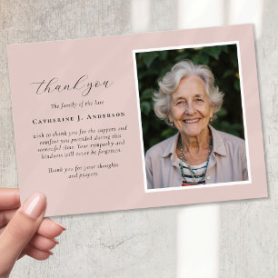 Rosa Script Photo Sympathy Funeral Memorial Tack Kort