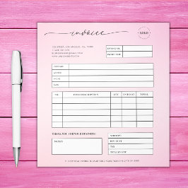 Rosa Script Small Business Sales Invoice Anteckningsblock