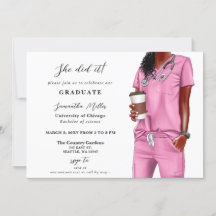 Rosa Scrubs Nurse Photo Hon gjorde det Studenten