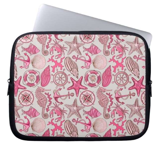 Rosa Sea Mönster Laptop Sleeve (Framsidan)