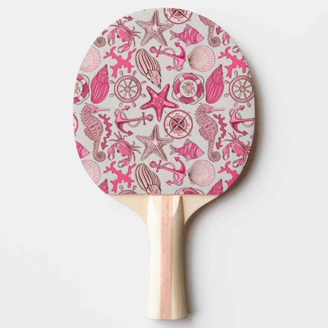 Rosa Sea Mönster Pingisracket (Framsidan)