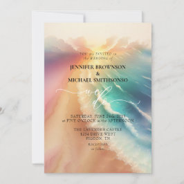 Rosa Sea Ocean Beach Sommarfärg Bröllop Inbjudningar