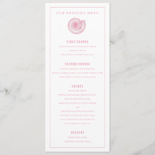 Rosa Sea Snäcka Bröllop Dinner Menu Meny