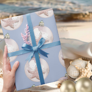 Rosa Sea Star Ornamik dammiga blå mönster Presentpapper