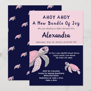 Rosa Sea Turtle Navy Girl Girl Baby Shower