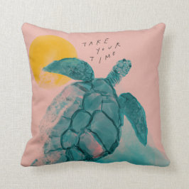 Rosa Sea Turtle Painting Kudde