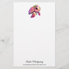 Rosa Sea Turtle Whimsical & Cute Brevpapper