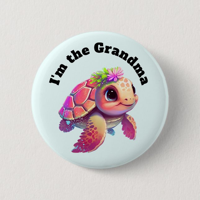 Rosa Sea Turtle Whimsical & Cute Knapp (Framsida)