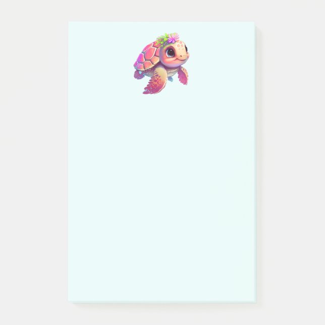Rosa Sea Turtle Whimsical & Cute Post-it Block (Framsida)