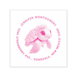 Rosa Sea Turtle Whimsical & Cute Självfärgande Stämpel