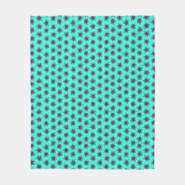 Rosa Sea Urchins Aquamarine Fleece Blanket (Framsidan)