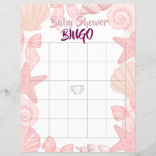 Rosa Sea You Soon Baby Shower Bingo Reklamblad