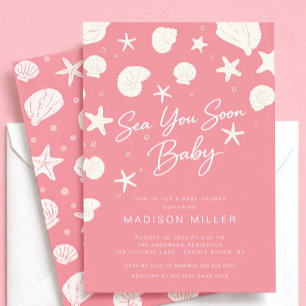 Rosa Sea You Soon Baby Shower Inbjudan