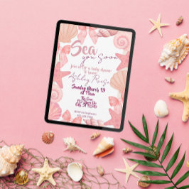 Rosa "Sea you soon" Baby Shower Inbjudningar