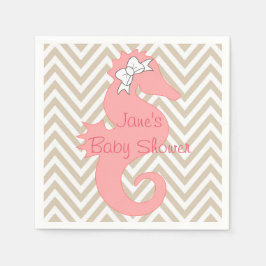 Rosa Seahorse Beach Theter Baby Shower Napkins Pappersservett