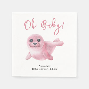 Rosa Seal Baby Shower Pappersservett