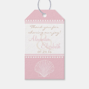 Rosa Seashell Beach Wedding Guest Favor Tack- Presentetikett