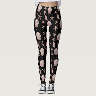 Rosa Seashell Mönster - Beach Vibes Sommardesign Leggings