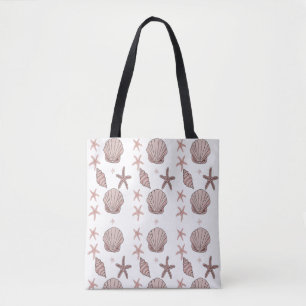 Rosa Seashell Mönster - Beach Vibes Sommardesign Tygkasse