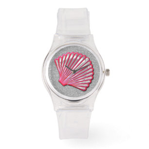 Rosa Seashell Silver Faux Glitter Armbandsur