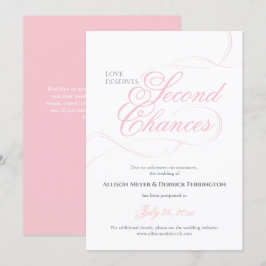 Rosa Second Chances Bröllop Postponement Inbjudningar