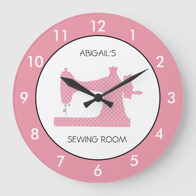 Rosa Seom Room Personlig Round Clock Stor Klocka (Framsida)