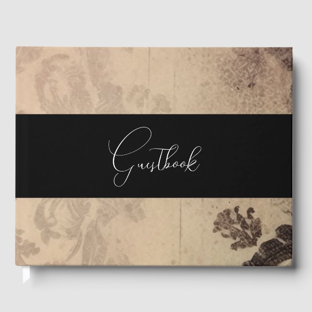 Rosa Sepia Vintage Struktur Bröllop Gästböcker (Framsida)