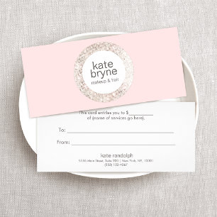 Rosa Sequin Beauty Salon Gift Certificate Reklamkort