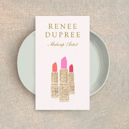 Rosa Sequin Lipstick Makeup Artist Beauty Salon Visitkort