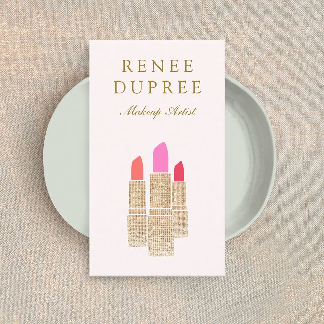 Rosa Sequin Lipstick Makeup Artist Beauty Salon Visitkort (Skapare uppladdad)