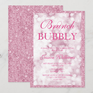 Rosa Sequins Brunch & Bubly Möhippa Inbjudningar
