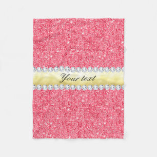 Rosa Sequinsguld omkullkastar och diamanter Fleecefilt